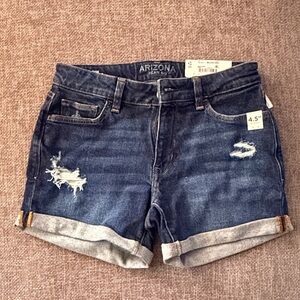Arizona Jean Company Distressed Dark Blue Denim Shorts